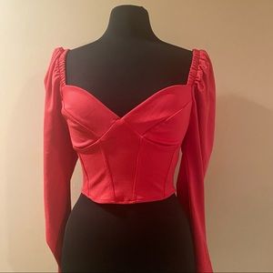 ZARA Hot Pink Bubble Sleeve Blouse